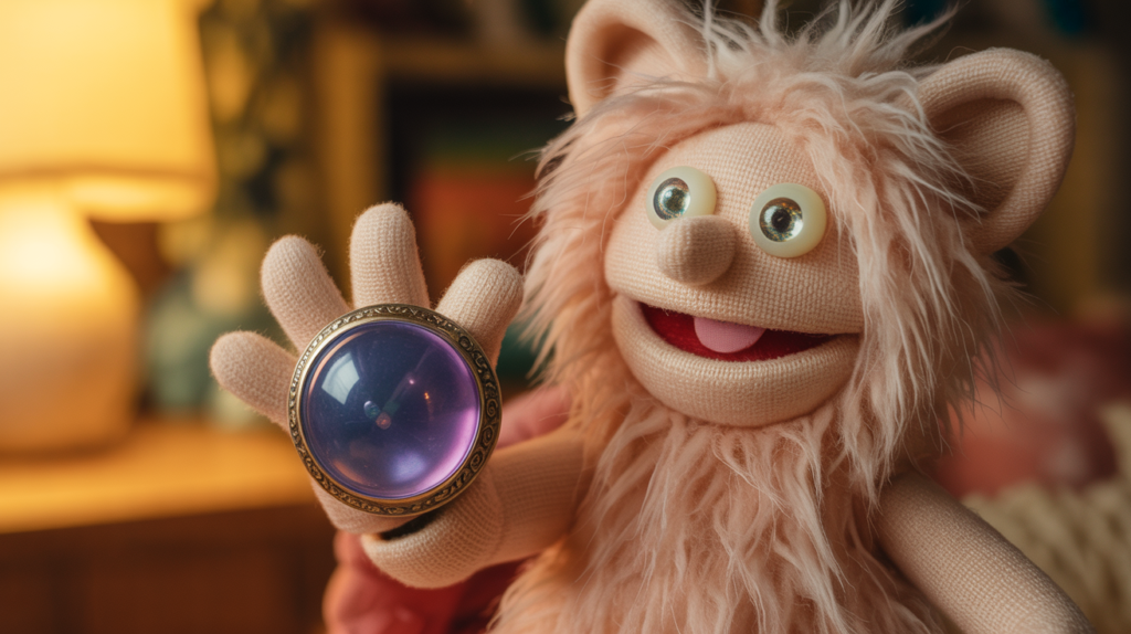 fuzzy puppet with mood ring